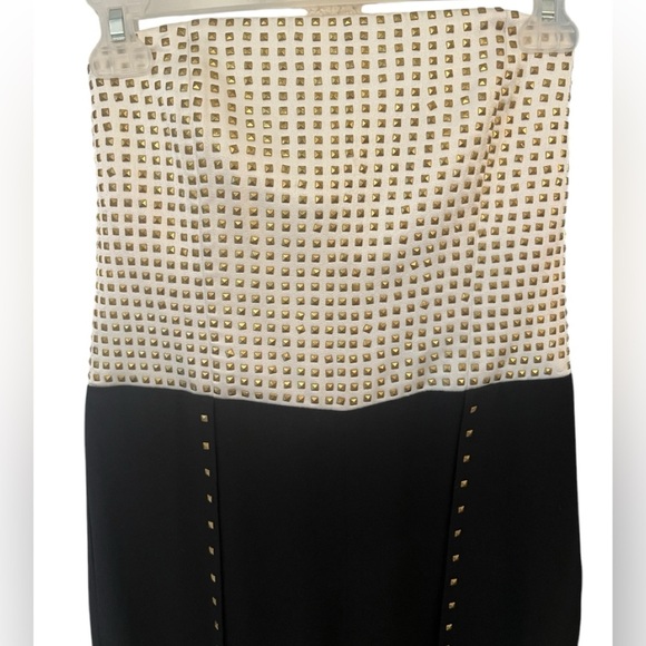 $695 Alice + Olivia Angelica Black Strapless Studded Wide Leg Jumpsuit Size 6 - Picture 3 of 12